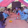 Children were set up in temporary learning spaces prior to the rebuild commencing