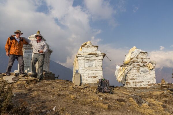 Simon Balderstone and Peter Hillary at stupor in Nepal